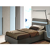 Letto singolo moderno in finitura Grigio cenere e Carta da zucchero