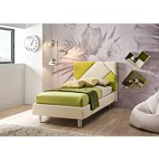Letto singolo Cross Moretti Compact in tessuto, finitura Pistacchio e Rugiada