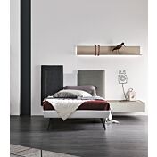 Letto testiera sfalsata, una piazza e mezza, ecopelle