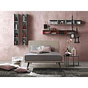 Letto ecopelle 1 piazza e mezzo, finitura Tortora