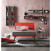 Letto rosso una piazza e mezzo, finitura Ecopelle