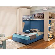Letto piazza e mezza sommier con ruote, finitura Blu navy Zenzero Shop