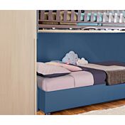 Letto piazza e mezza sommier con ruote, finitura Blu navy
