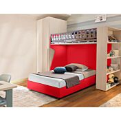 Letto sommier piazza e mezza con ruote, finitura Ciliegia Zenzero Shop