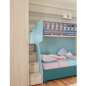 Letto singolo sommier 80x200 con ruote Moretti Compact, finitura Pavone