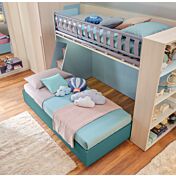 Letto singolo sommier 80x200 con ruote Moretti Compact, finitura Pavone