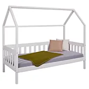 Letto montessoriano design a casetta, Bianco, 90x200 cm in promozione