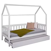 Letto montessoriano design a casetta, Bianco, 90x200 cm in offerta