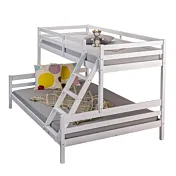 Letto a castello alla francese, 140x200 e 90x200, Bianco in sconto