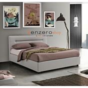Letto matrimoniale con contenitore, ecopelle color Piuma Bianco