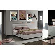 Letto matrimoniale con contenitore, ecopelle color Piuma Bianco