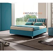 Letto matrimoniale contenitore Daneb in tessuto bicolore