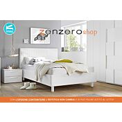 Letto matrimoniale Vertigo in ecopelle bianco , testata a righe