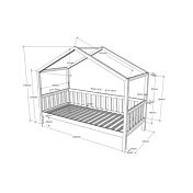 Letto montessoriano pino massello, design a casetta, disponibili 3 finiture