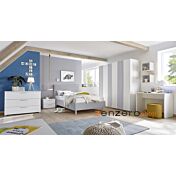 Cameretta moderna con letto imbottito e armadio vertigo grigio H.230