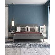 Letto matrimoniale Banner con testata in legno, finitura Grigio Titanio