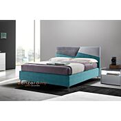 Letto contenitore Fenice in finitura grigio seta, grigio perla e verde oceano