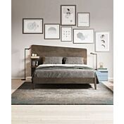 Letto matrimoniale moderno Edge Plus con testata in legno, finitura Fusion