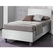 Letto singolo di design, con finitura in bianco frassinato