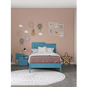 Letto singolo Folder con testata in legno, finitura Cadaques