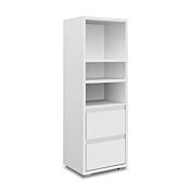 Conveniente Libreria salvaspazio con 2 cassetti, finitura Bianco opaco