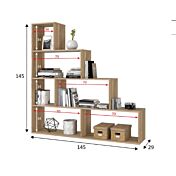 Libreria divisoria bifacciale, design moderno, finitura Rovere