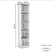 misure Libreria alta Bianca lucida e Rovere chiaro