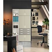 Libreria da ufficio Cloud con spessore 22 mm, finitura Fango e Tele