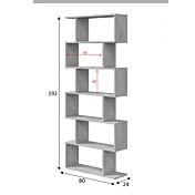 Libreria moderna con 6 ripiani in finitura Cemento