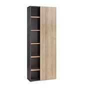 Libreria Point con 1 anta e 5 ripiani in finitura ossido e rovere