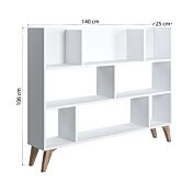 Libreria Ankara bassa bianca con piedini rovere