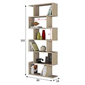 Libreria moderna con 6 ripiani, finitura rovere canadian