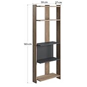 Libreria Ankara 5 ripiani in finitura Rovere e Antracite