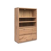 Spaziosa Libreria con 2 ripiani e 2 cassetti, finitura Rovere