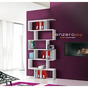 Libreria verticale, colore bianco lucido, 6 ripiani, made in Italy
