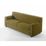 Divano letto Lionel a 3 posti, in tessuto sfoderabile Verde e bordino Grigio chiaro