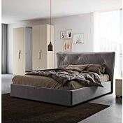 Letto matrimoniale Aquilone con rete contenitore, in ecopelle color Antracite