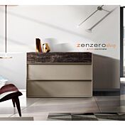 Comò moderno Bali bicolor in finitura  Visone e Legno bruciato