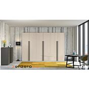 Armadio moderno a 6 ante battenti, finitura orzo nobiliato