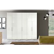 Armadio moderno finitura Bianco nobilitato, 6 ante battenti