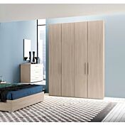 Armadio moderno finitura Olmo Natura, 4 ante battenti