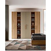 Armadi con ante battenti e librerie, finitura Noce Biondo e Bronzo