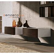 Set Palawan composto da comò e coppia di comodini  in finitura Grigio seta e Noce moro