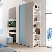 Camera per ragazzi con letto 1 piazza e mezza, Bianco altea, Carta da zucchero e Grigio seta