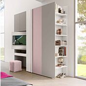 Cameretta ragazze con letto 1 piazza e mezza, Bianco altea, Rosa confetto e Grigio seta