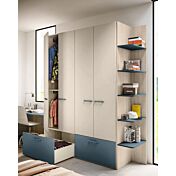 Armadio 4 ante 2 cassetti con libreria terminale Olmo, Orzo e Petrolio