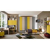 Cameretta bambini scontata, finitura Olmo, Giallo cedro e Grigio cenere