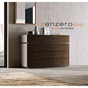 Comò Palawan in finitura Grigio seta e Noce moro