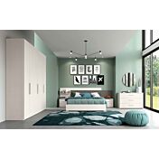 Letto matrimoniale con contenitore e testiera in Bianco Altea