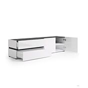 Porta tv con cassetti e un'anta, finitura Bianco laccato lucido